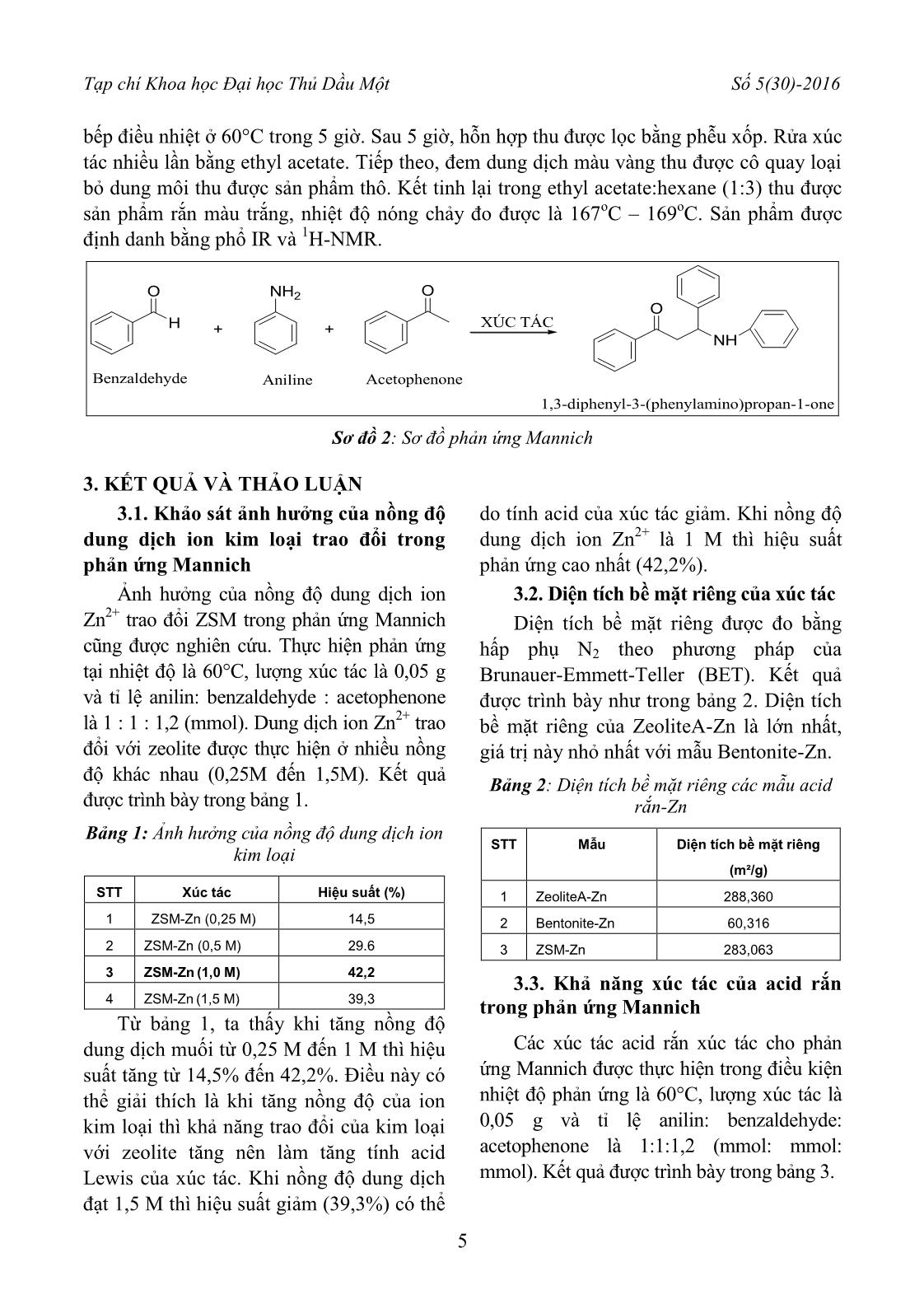 Xúc tác Acid rắn trao đổi Ion kẽm ứng dụng trong phản ứng Mannich trang 3