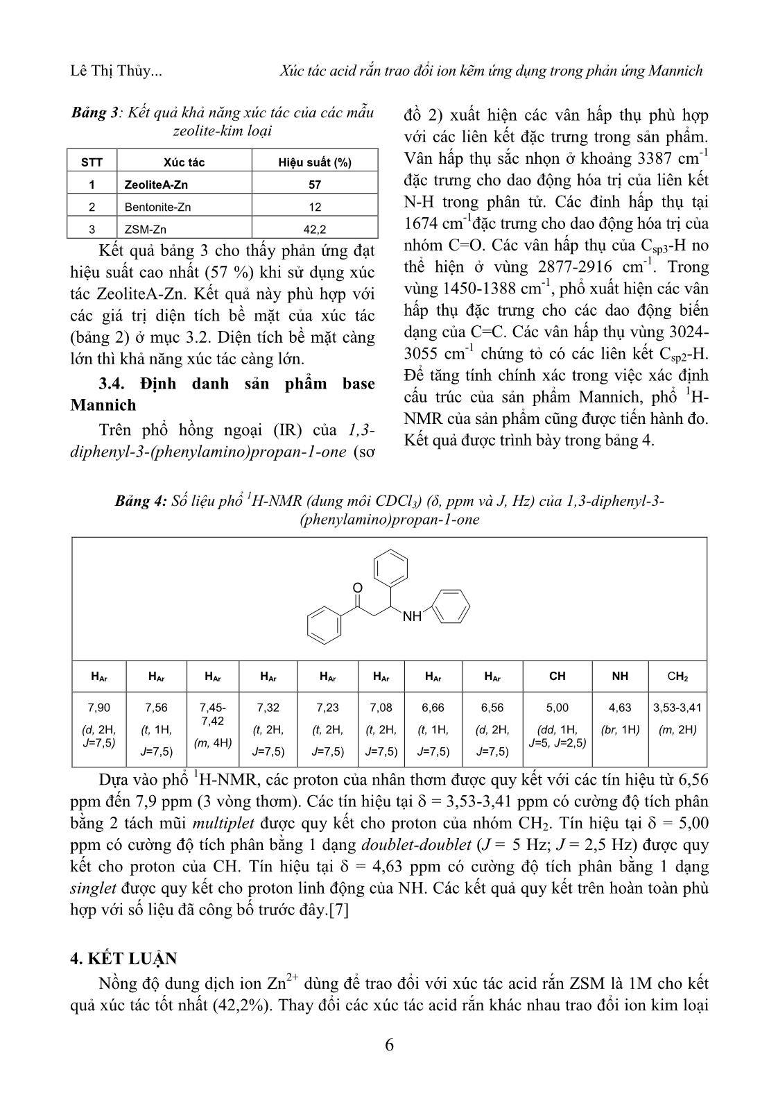 Xúc tác Acid rắn trao đổi Ion kẽm ứng dụng trong phản ứng Mannich trang 4