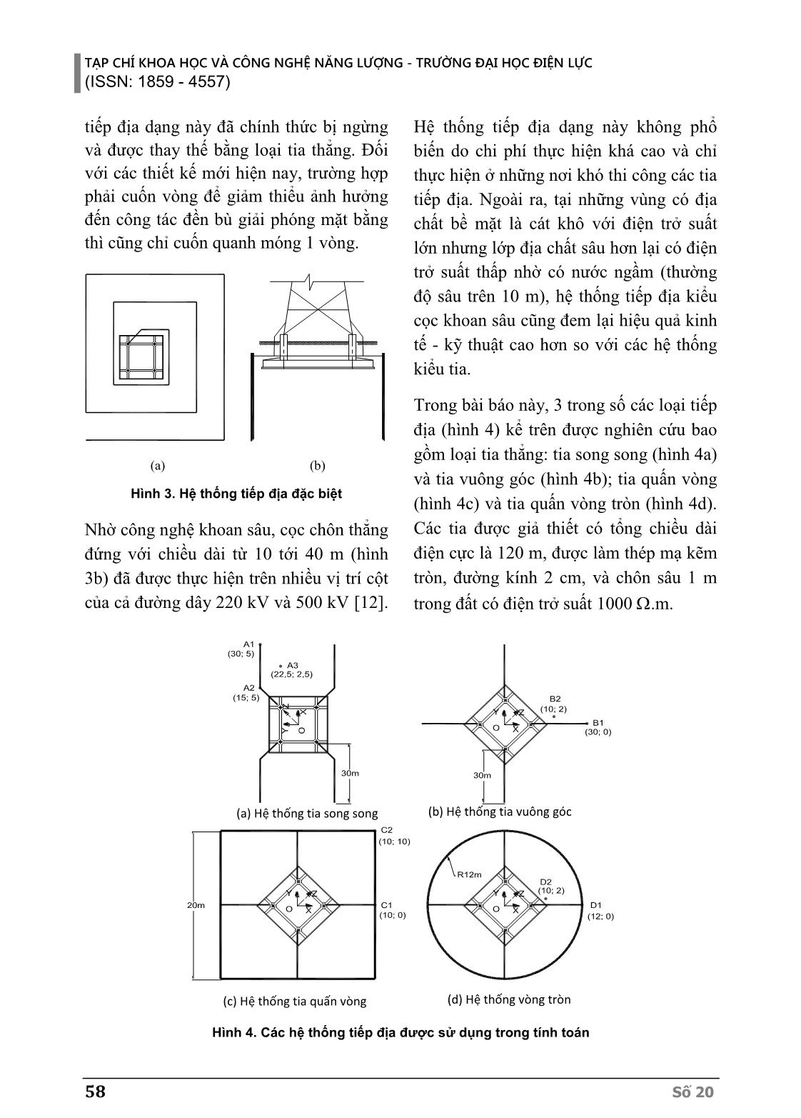 Ảnh hưởng của hình dạng hệ thống nối đất đường dây truyền tải đến điện áp bước và điện áp tiếp xúc khi tản dòng điện sét trang 4