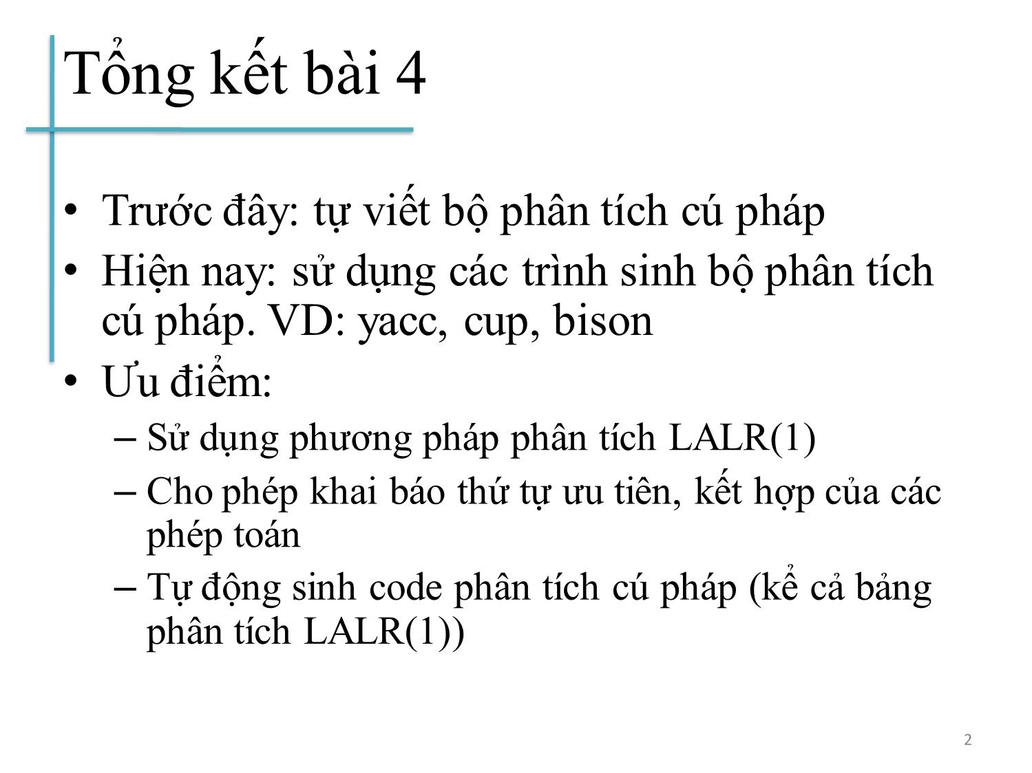 Bài giảng Chương trình dịch - Bài 5: Phân tích ngữ nghĩa - Hoàng Anh Việt trang 2