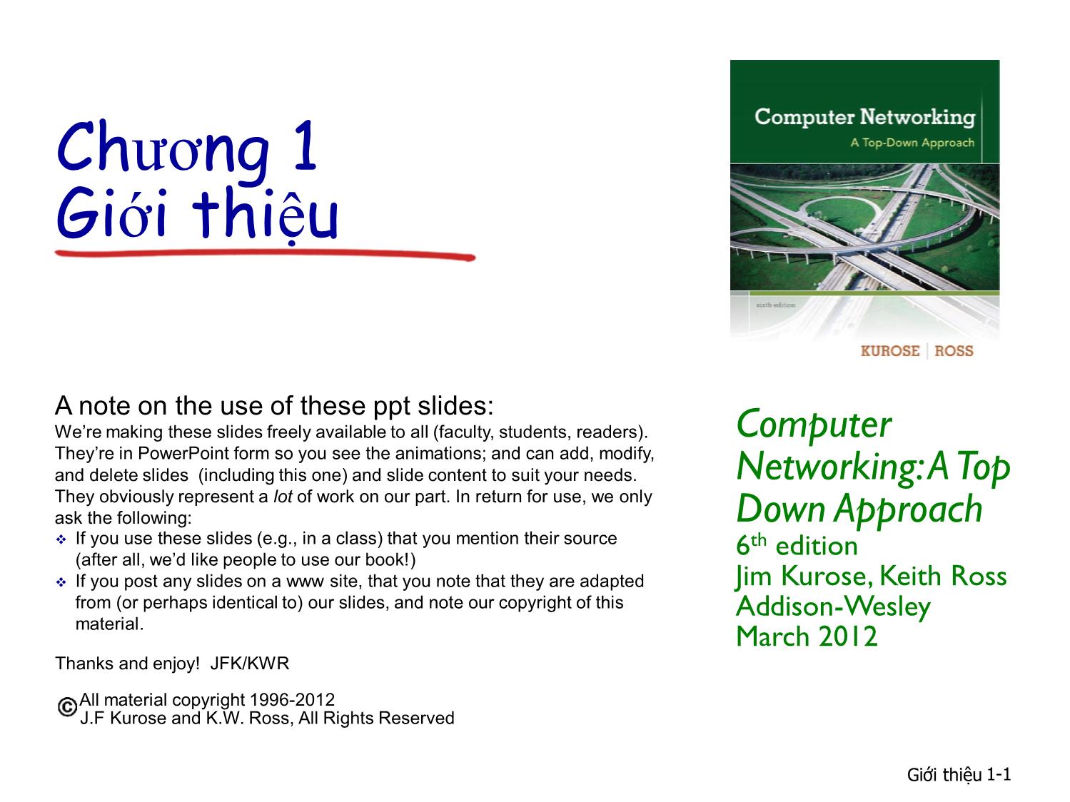 Bài giảng Computer Networking - Chương 1: Giới thiệu trang 1