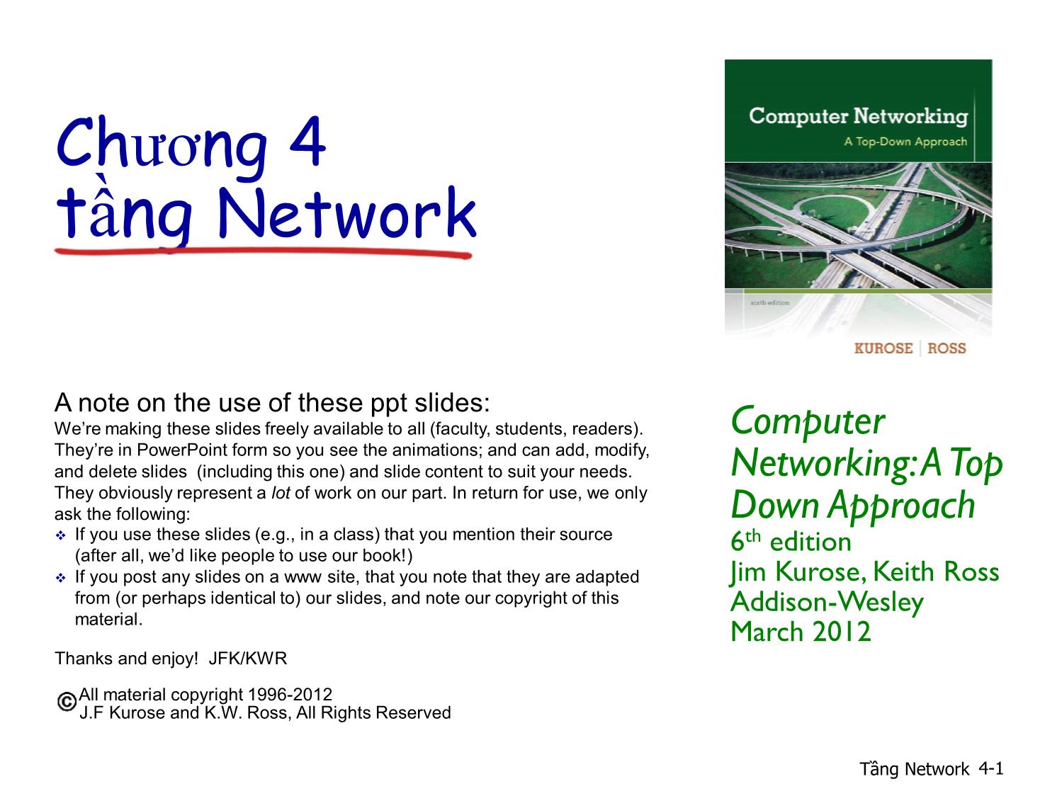 Bài giảng Computer Networking - Chương 4: Tầng Network trang 1