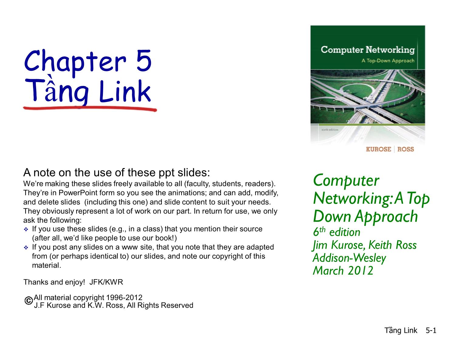 Bài giảng Computer Networking - Chương 5: Tầng Link trang 1