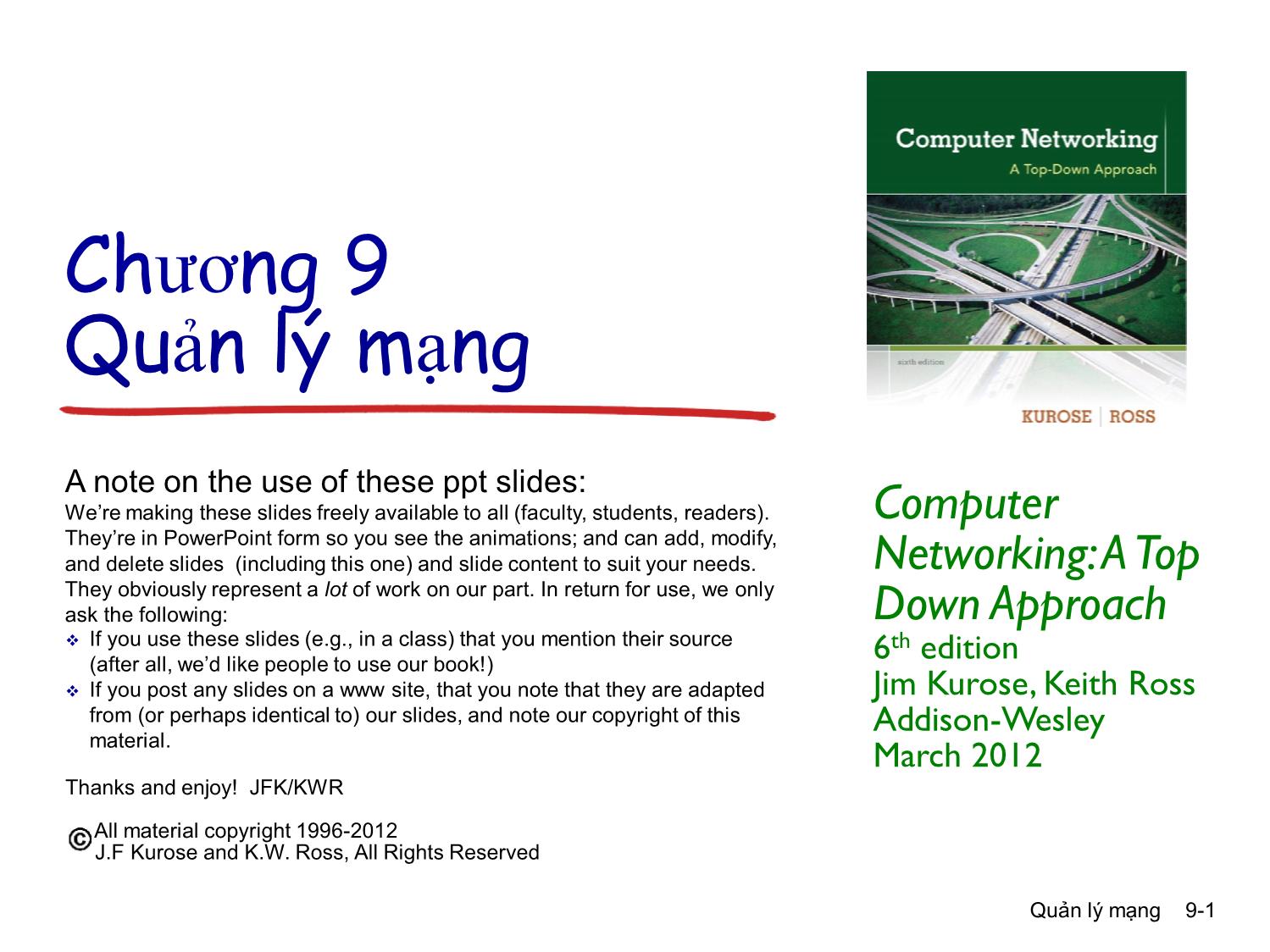 Bài giảng Computer Networking - Chương 9: Quản lý mạng trang 1
