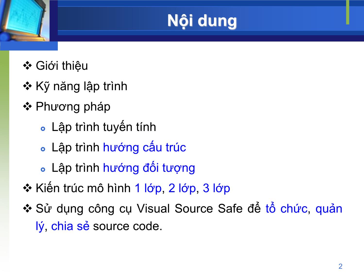 Bài giảng Công nghệ phần mềm - Chương 4: Cài đặt phần mềm - Phạm Thi Vương trang 2