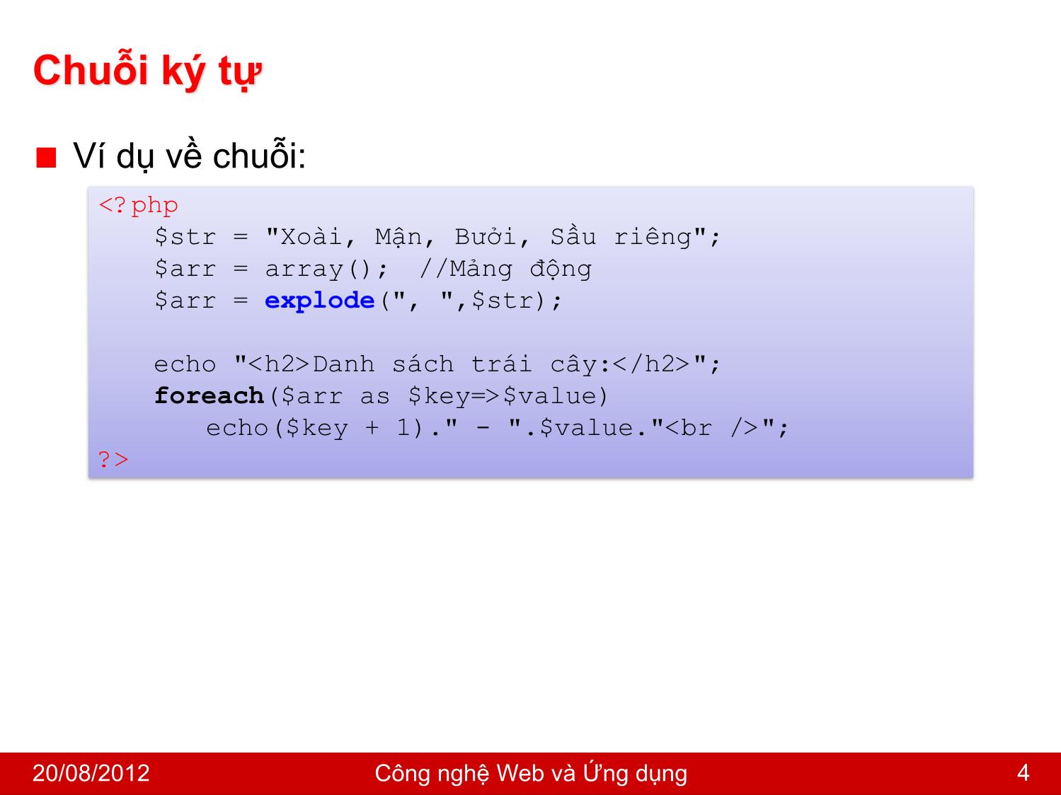 Bài giảng Công nghệ Web và ứng dụng - Bài 1: Các hàm PHP thường dùng - Nguyễn Hoàng Tùng trang 4