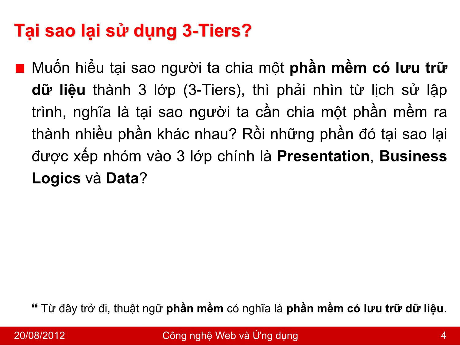 Bài giảng Công nghệ Web và ứng dụng - Bài 3: Xây dựng ứng dụng PHP theo mô hình 3-Tiers - Nguyễn Hoàng Tùng trang 4
