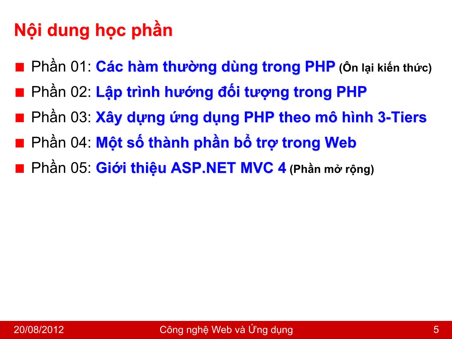Bài giảng Công nghệ Web và ứng dụng - Giới thiệu môn học - Nguyễn Hoàng Tùng trang 5
