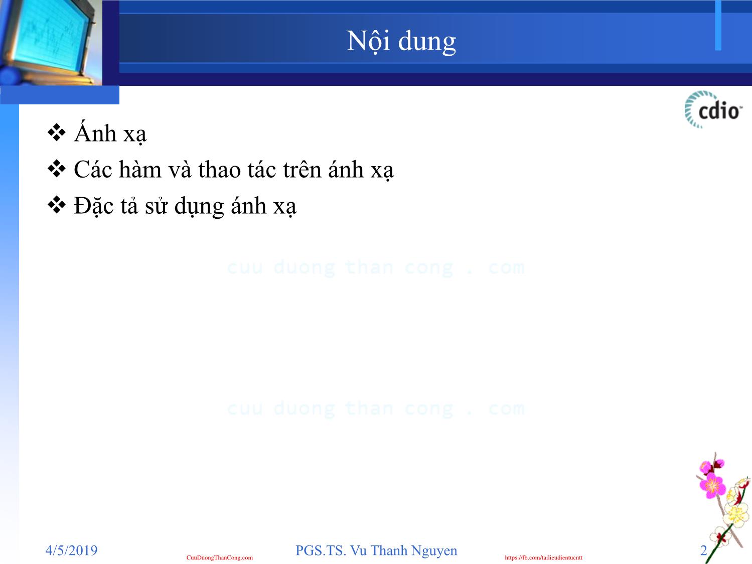 Bài giảng Đặc tả hình thức - Chương 7: Kiểu ánh xạ - Vũ Thanh Nguyên trang 2