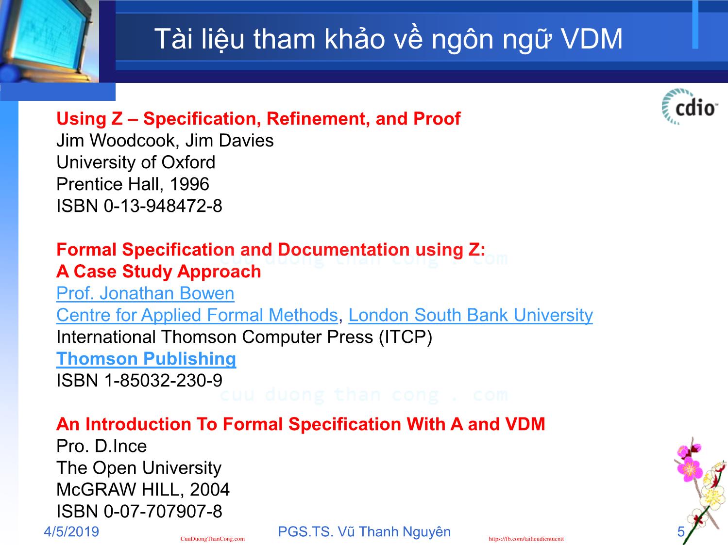 Bài giảng Đặc tả hình thức - Giới thiệu môn học - Vũ Thanh Nguyên trang 5