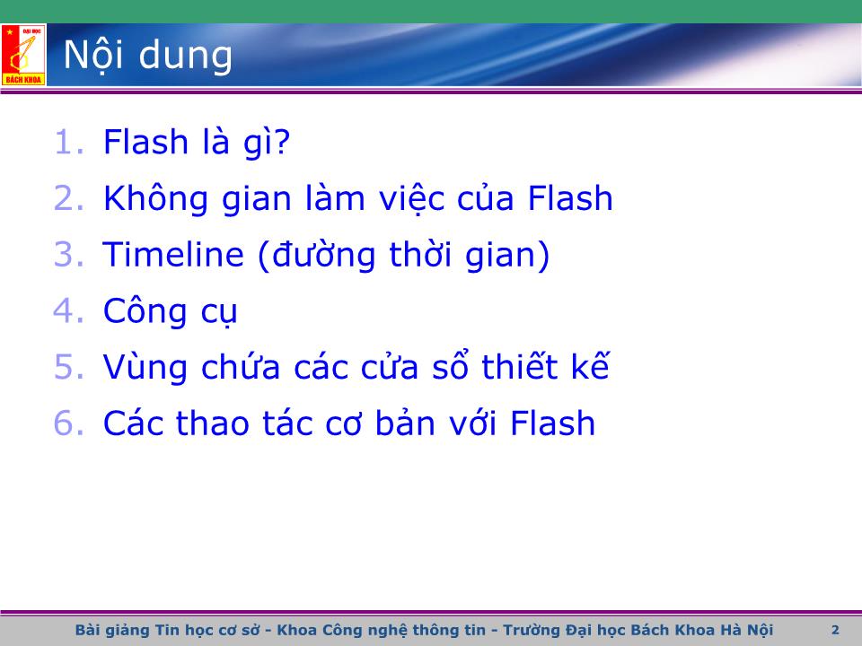 Bài giảng Flash - Bài 1: Giới thiệu về Flash trang 1