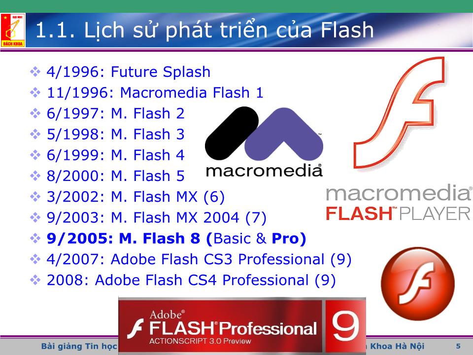 Bài giảng Flash - Bài 1: Giới thiệu về Flash trang 4