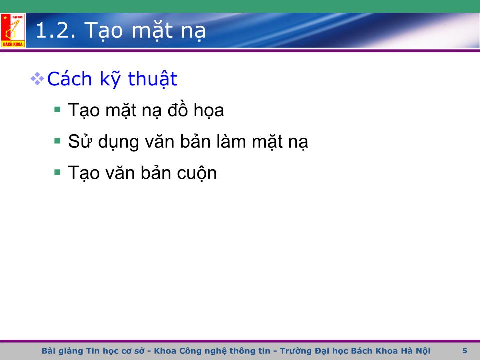 Bài giảng Flash - Bài 3: Mặt nạ, biểu tượng và âm thanh trang 4