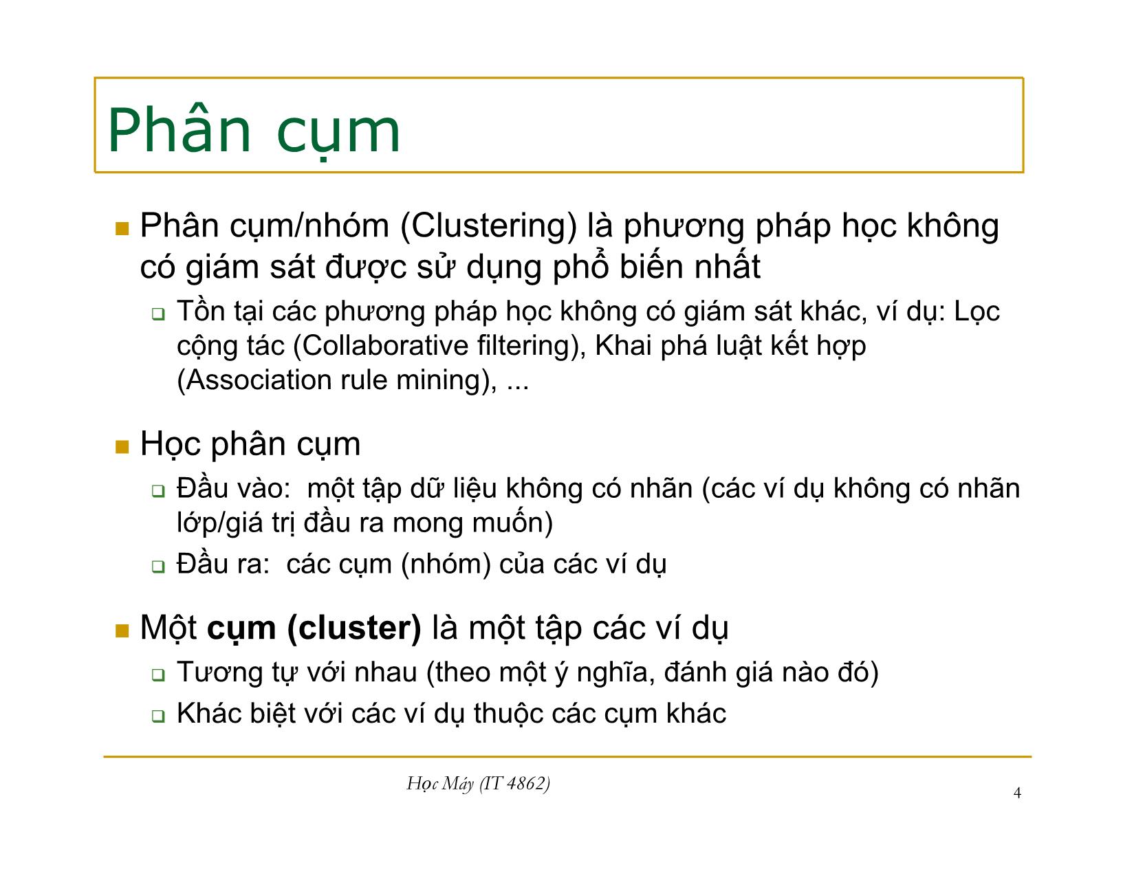 Bài giảng Học máy - Bài 11: Phân cụm dựa trên phân tách - Nguyễn Nhật Quang trang 4