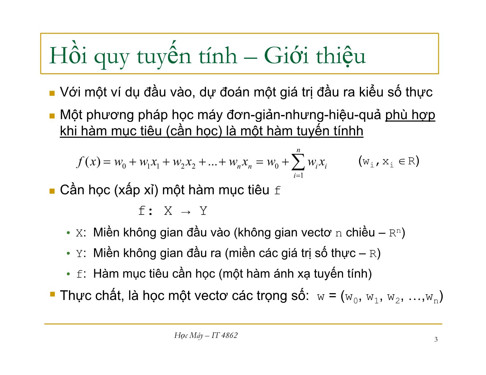 Bài giảng Học máy - Bài 4: Hồi quy tuyến - Nguyễn Nhật Quang trang 3