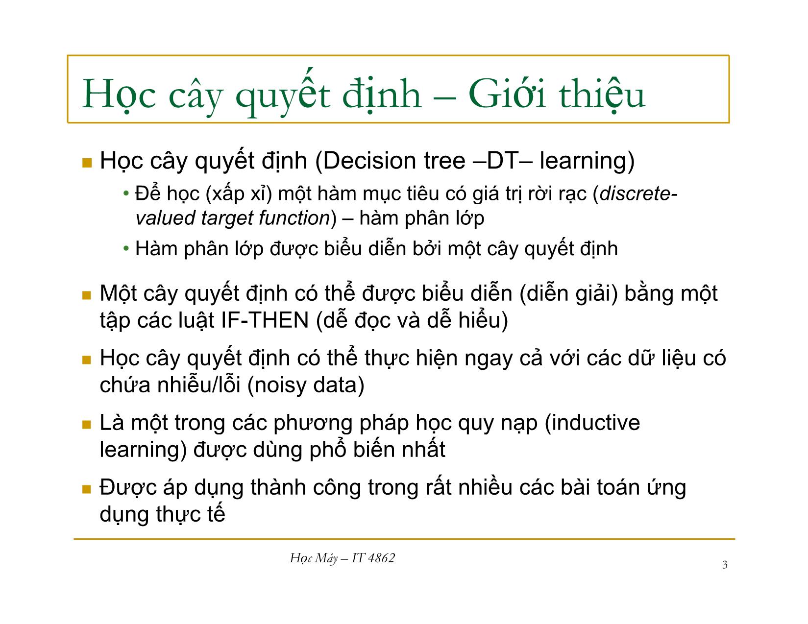 Bài giảng Học máy - Bài 6: Học cây quyết định - Nguyễn Nhật Quang trang 3