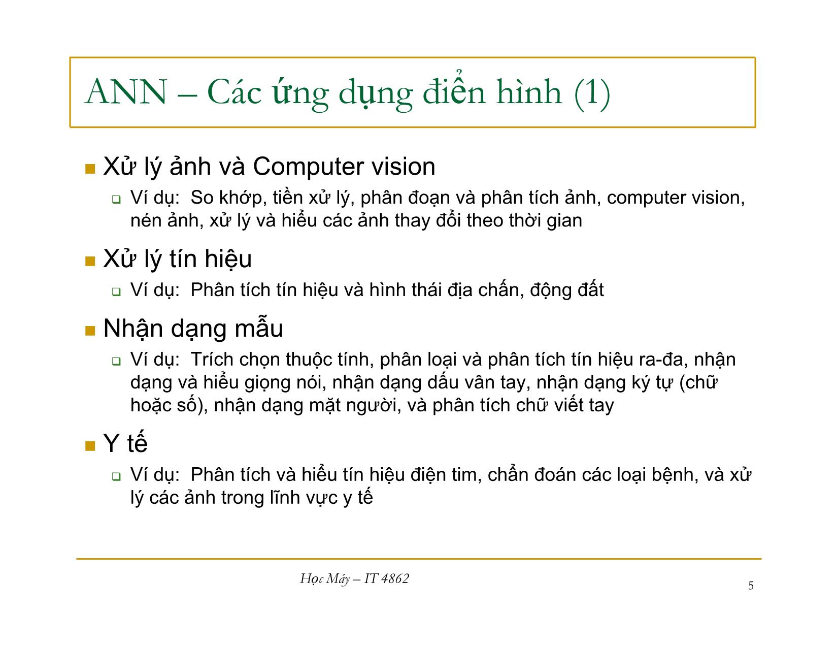 Bài giảng Học máy - Bài 8: Học mạng nơron nhân tạo - Nguyễn Nhật Quang trang 5