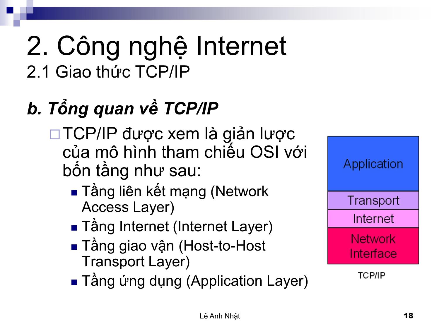 Bài giảng Internet - Chương 2: Công nghệ Internet - Lê Anh Nhật trang 3