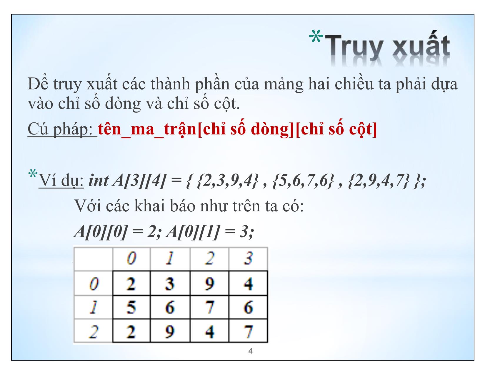 Bài giảng Kĩ thuật lập trình nâng cao - Chương 3: Ma trận - Trần Minh Thái trang 4