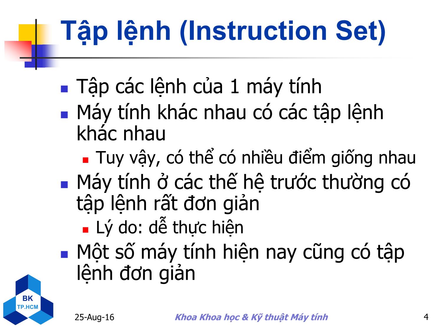 Bài giảng Kiến trúc máy tính - Chương 2: Ngôn ngữ máy tập lệnh - Nguyễn Thanh Sơn trang 4