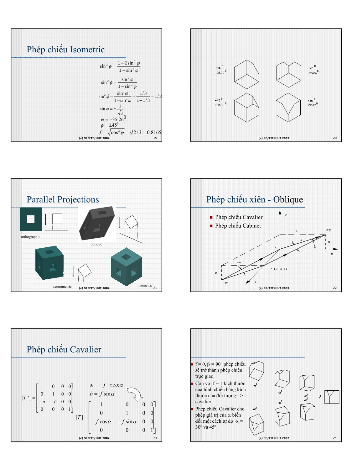 Bài giảng Kỹ thuật đồ họa và hiện thực ảo - Bài 5: Nguyên lý về 3D và phép chiếu. Projection - Lê Tấn Hưng trang 4