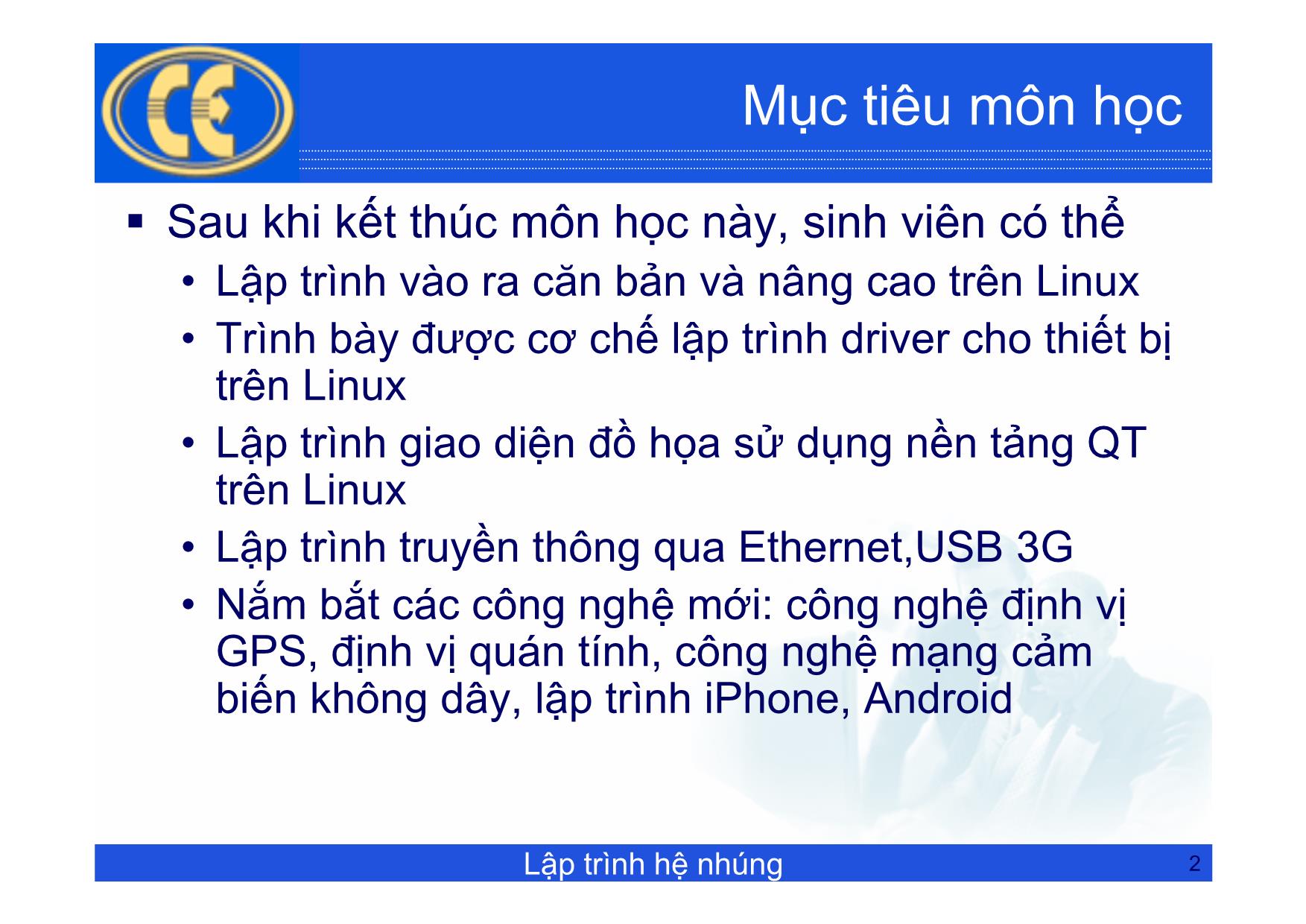 Bài giảng Lập trình hệ nhúng - Chương 1: Cài đặt, tùy biến hệ điều hành Linux - Phạm Văn Thuận trang 2