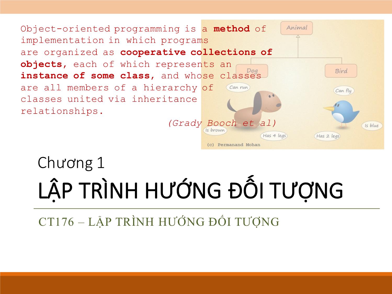 Bài giảng Lập trình hướng đối tượng - Chương 1: Lập trình hướng đối tượng trang 1