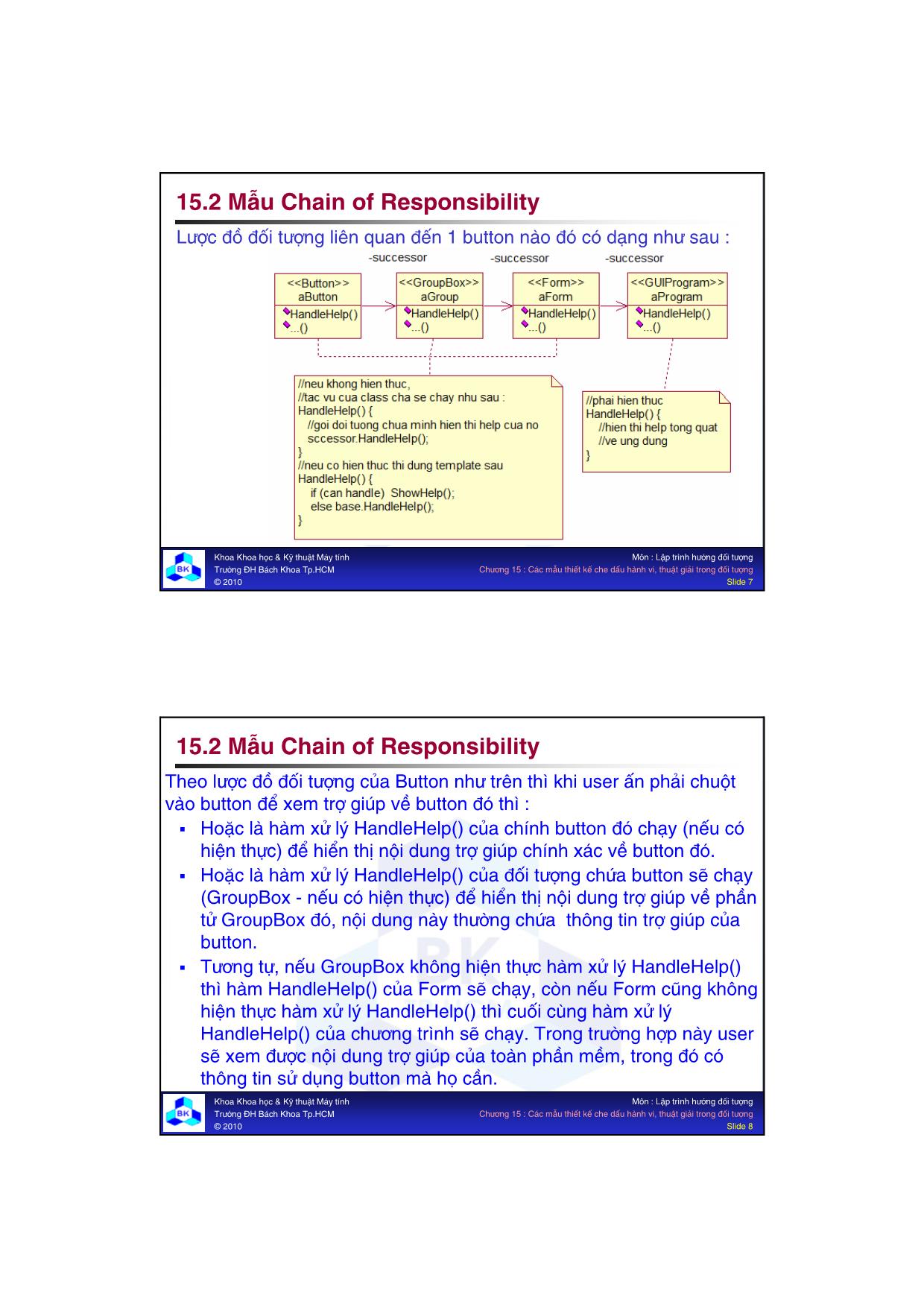 Bài giảng Lập trình hướng đối tượng - Chương 15: Các mẫu thiết kế che dấu hành vi, thuật giải trong đối tượng trang 4