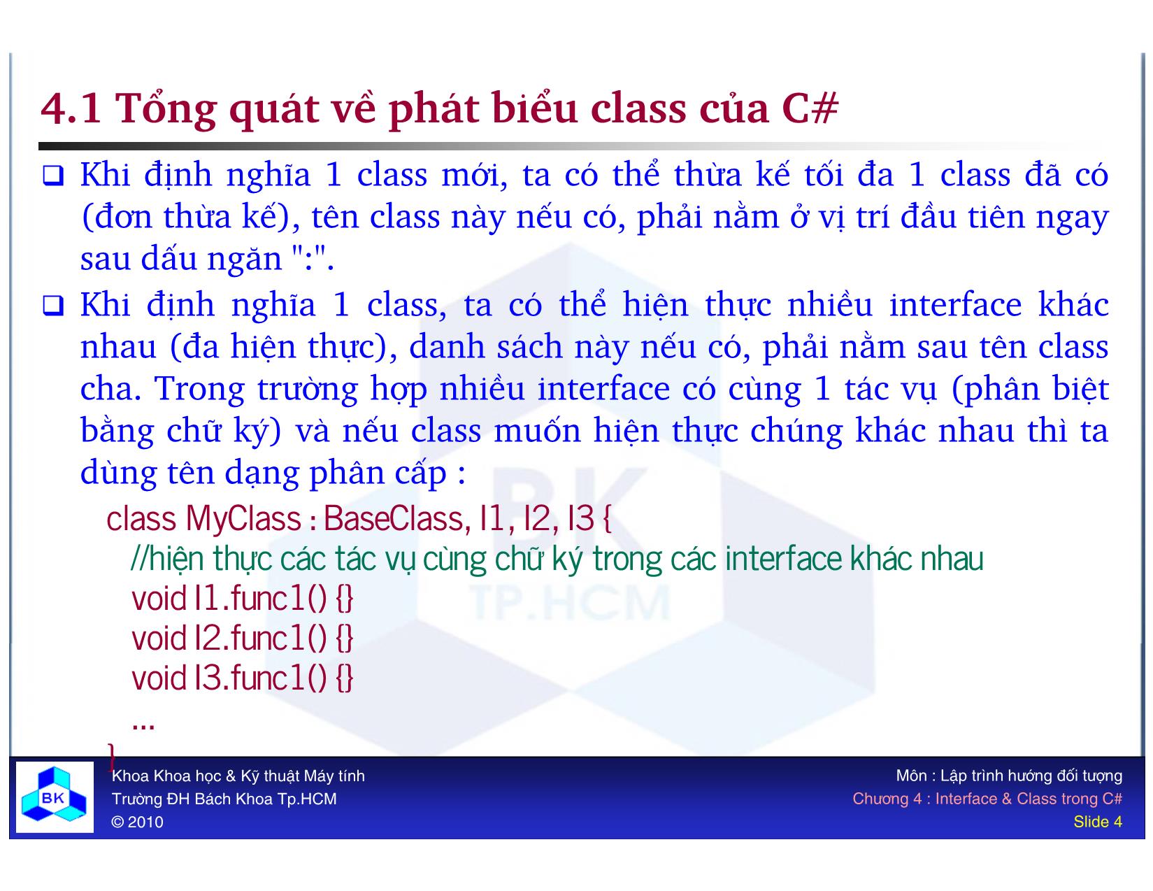 Bài giảng Lập trình hướng đối tượng - Chương 4: Interface và Class trong C# trang 4