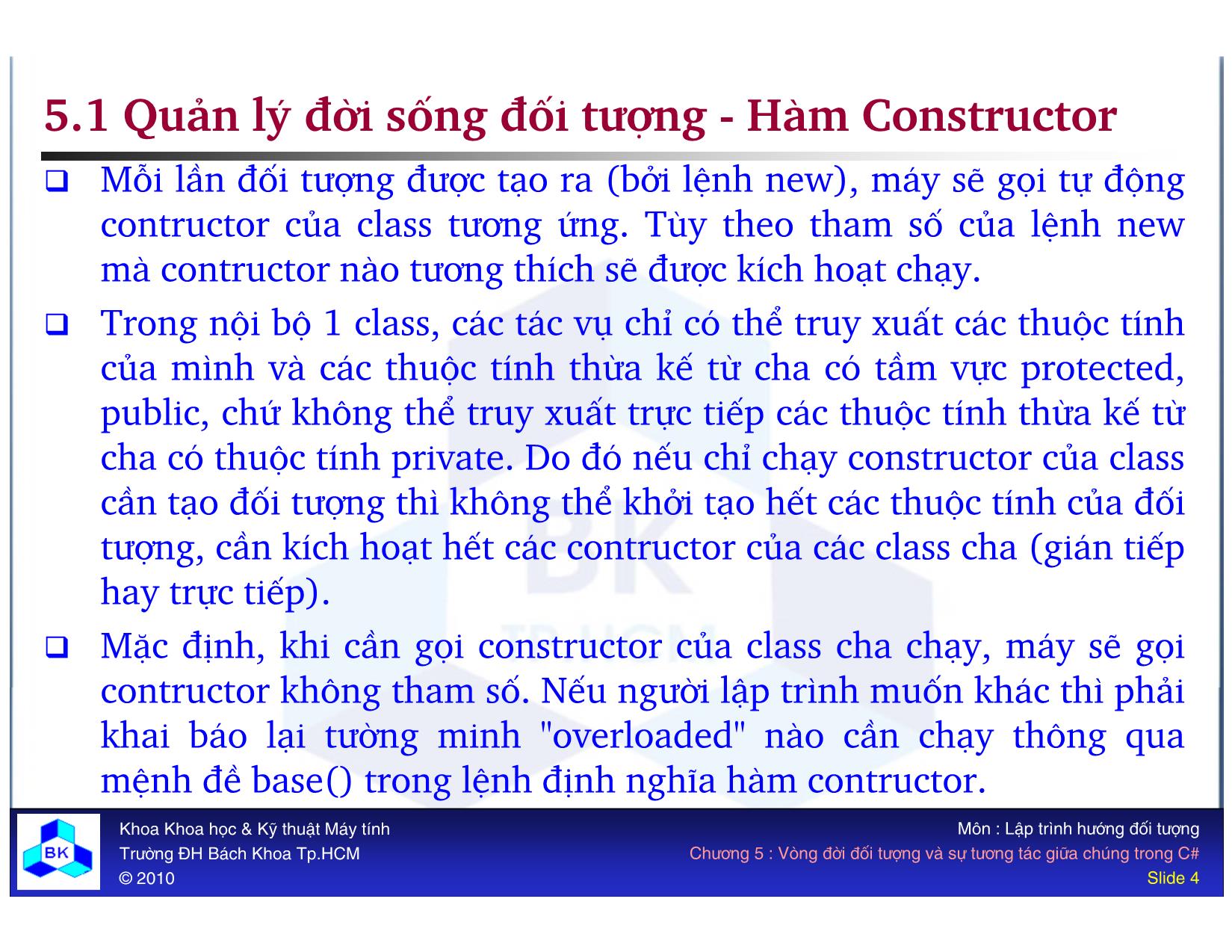 Bài giảng Lập trình hướng đối tượng - Chương 5: Vòng đời đối tượng và sự tương tác giữa chúng trang 4