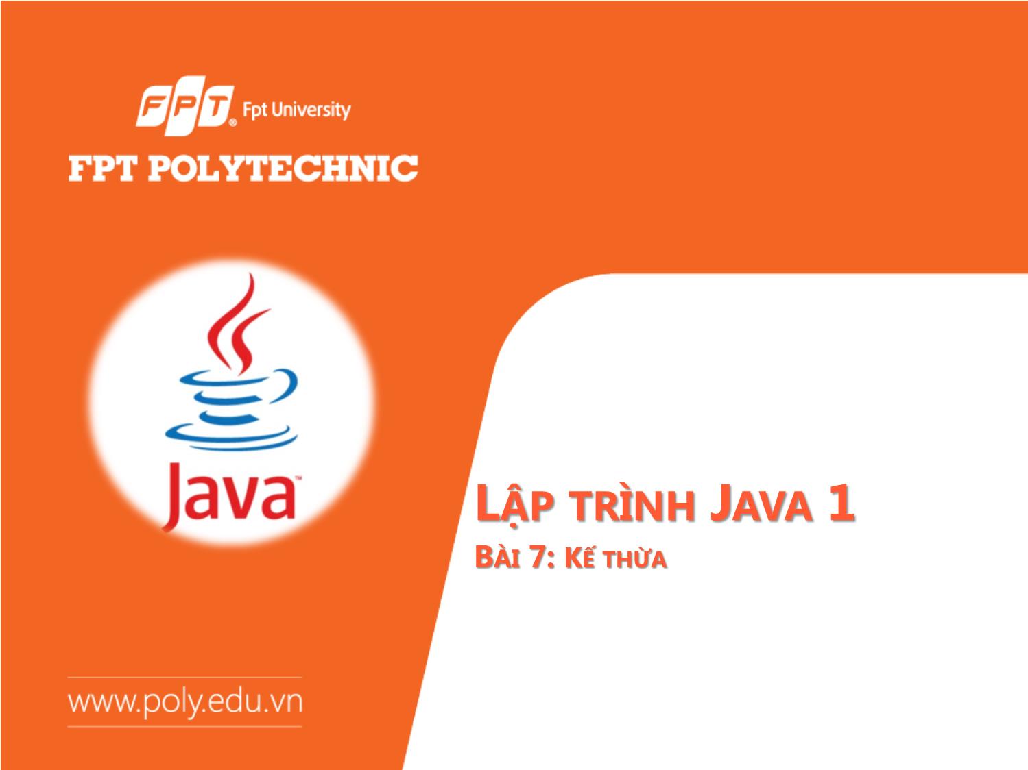 Bài giảng Lập trình Java 1 - Bài 7: Kế thừa trang 1