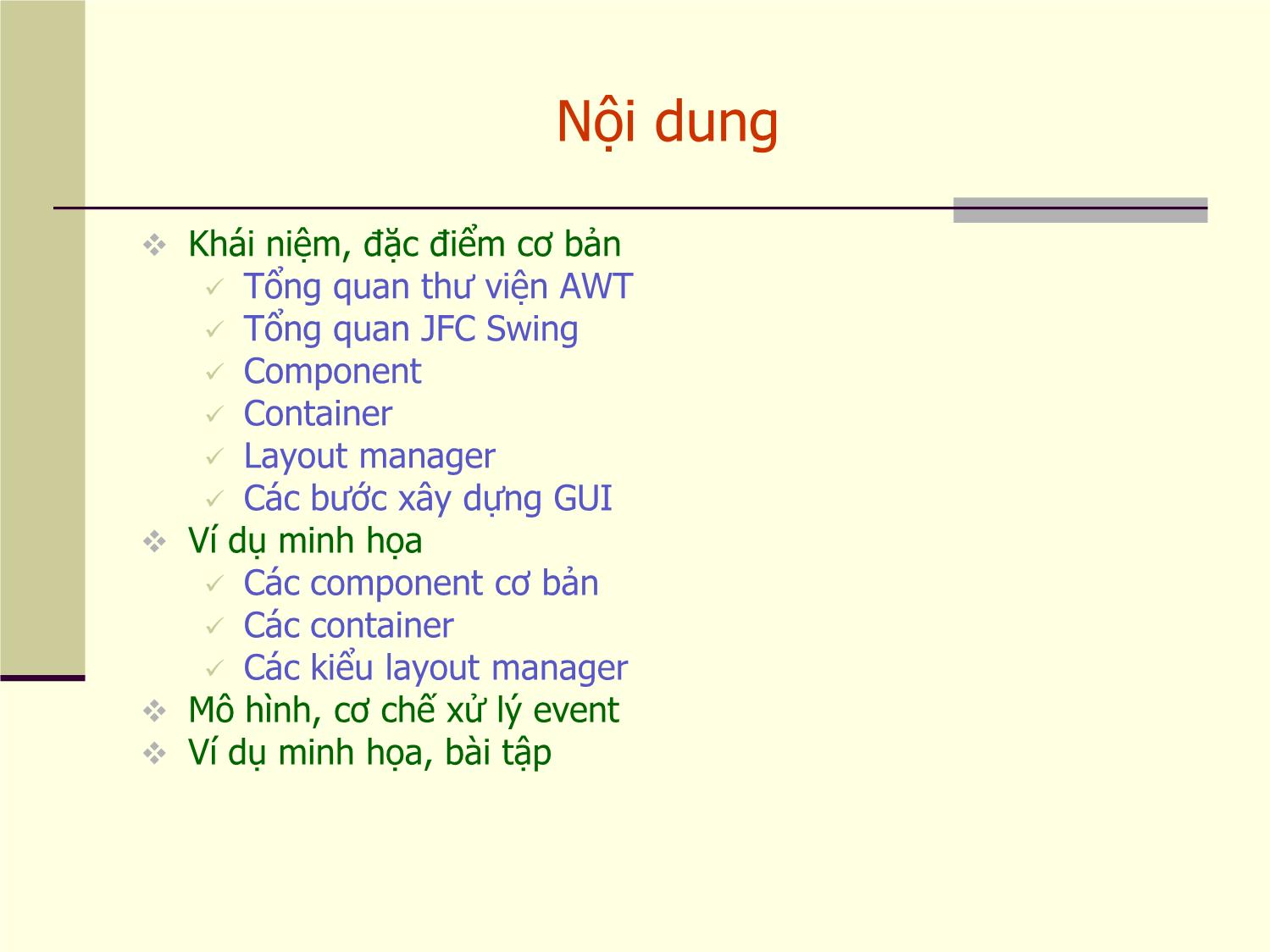 Bài giảng Lập trình Java - Chương 5: Kỹ thuật lập trình giao diện người dùng (GUI) trong Java trang 2