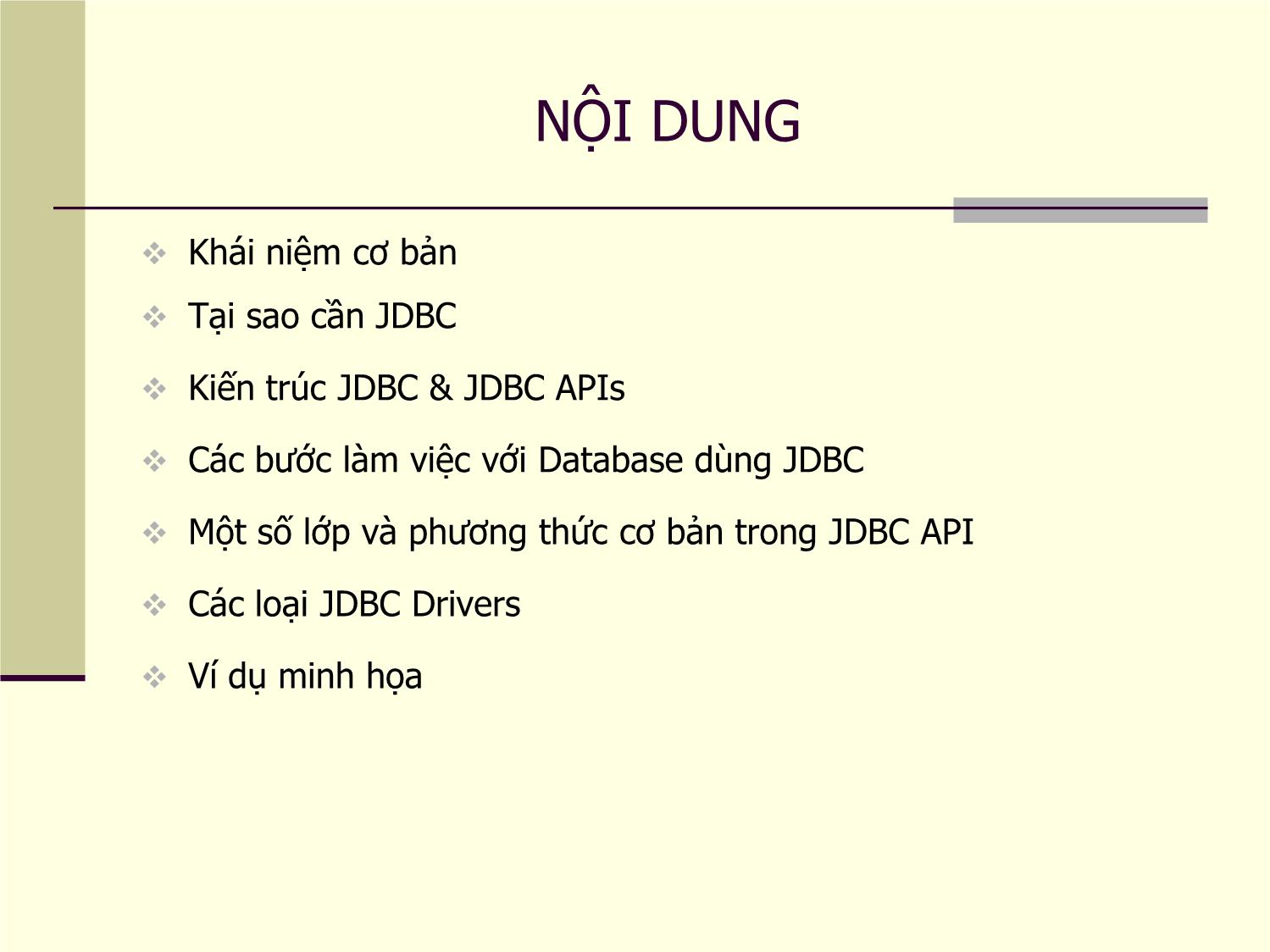 Bài giảng Lập trình Java - Chương 6: Lập trình JDBC trang 2