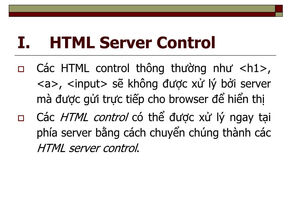 Bài giảng Lập trình ứng dụng Web - Chương 3: HTML servercontrol và Web server control trang 1