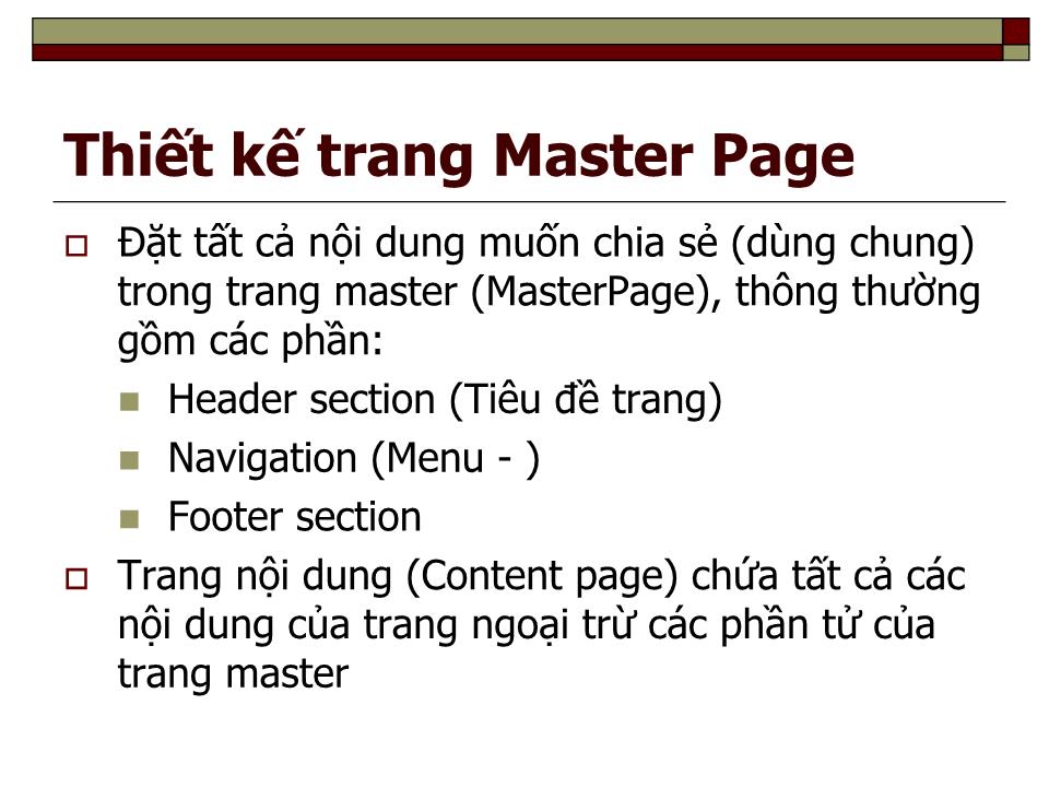 Bài giảng Lập trình ứng dụng Web - Chương 4: Master page trang 4