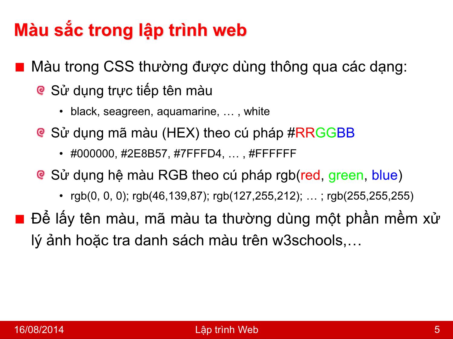 Bài giảng Lập trình Web - Bài 3: Cơ bản về CSS - Nguyễn Hoàng Tùng trang 5