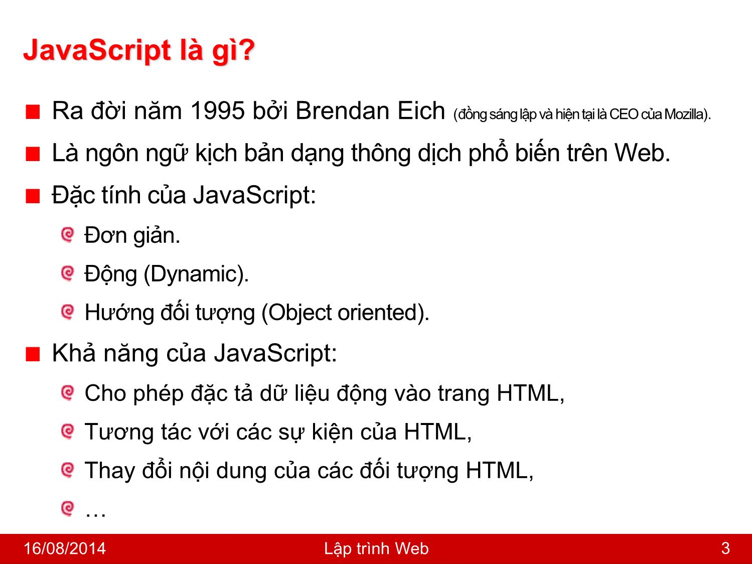 Bài giảng Lập trình Web - Bài 4: Cơ bản về Javascript - Nguyễn Hoàng Tùng trang 3