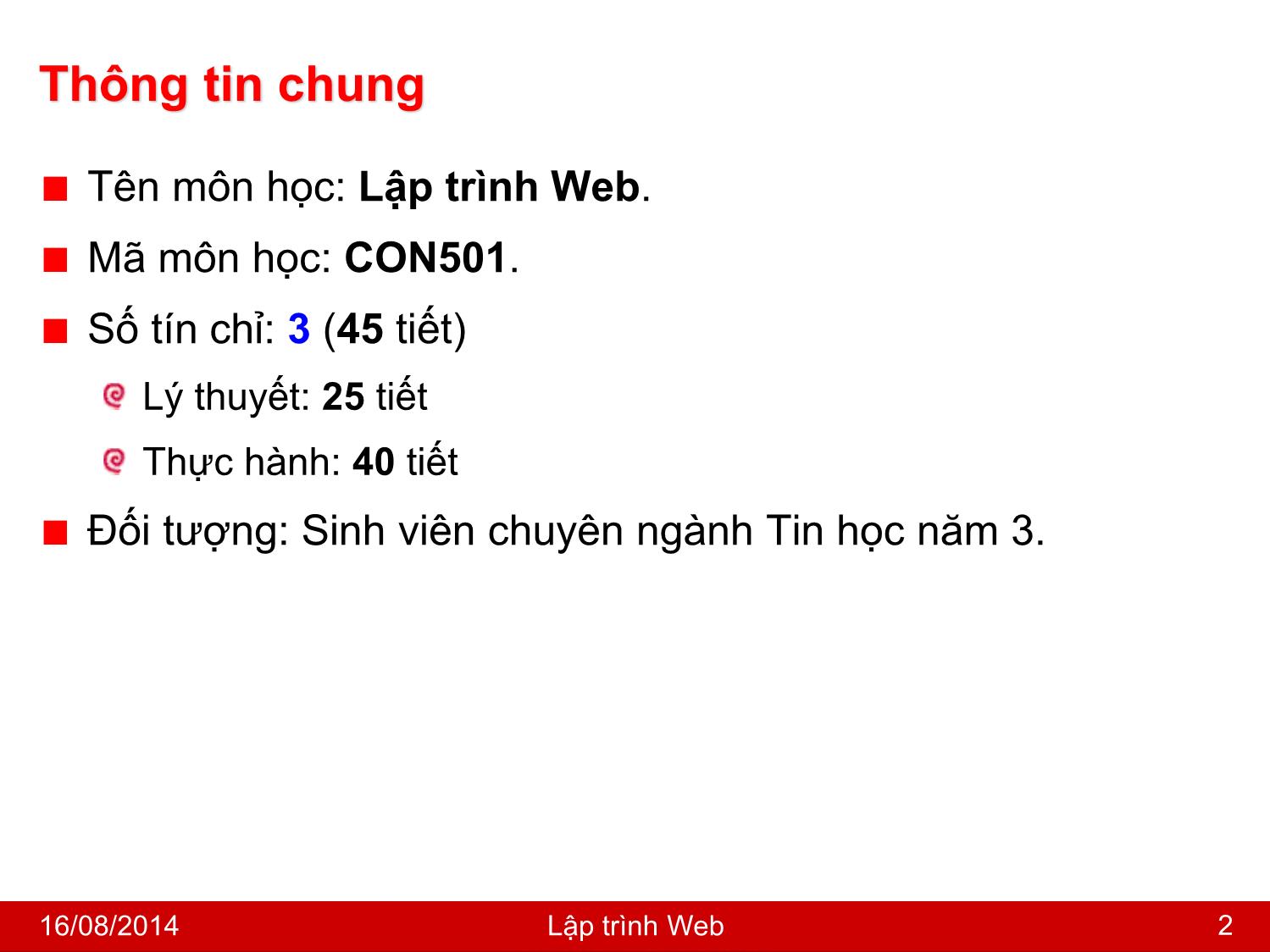 Bài giảng Lập trình Web - Giới thiệu - Nguyễn Hoàng Tùng trang 2