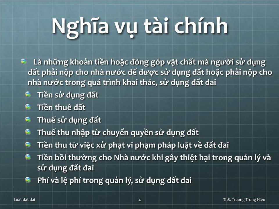 Bài giảng Luật đất đai - Chương 6: Nghĩa vụ của người sử dụng đất trang 3