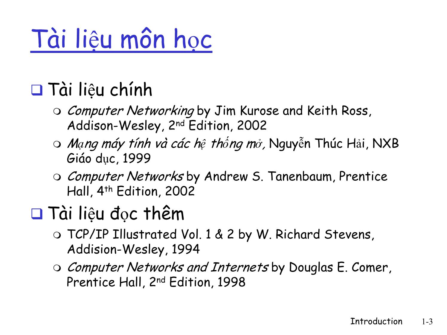 Bài giảng Mạng máy tính - Chương 1: Các khái niệm cơ bản về mạng máy tính và mạng Internen - Phạm Văn Nam trang 3