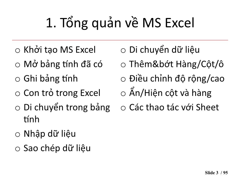 Bài giảng Microsoft Excel 2016 trang 2