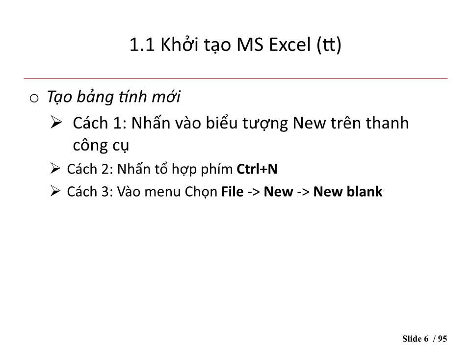 Bài giảng Microsoft Excel 2016 trang 5