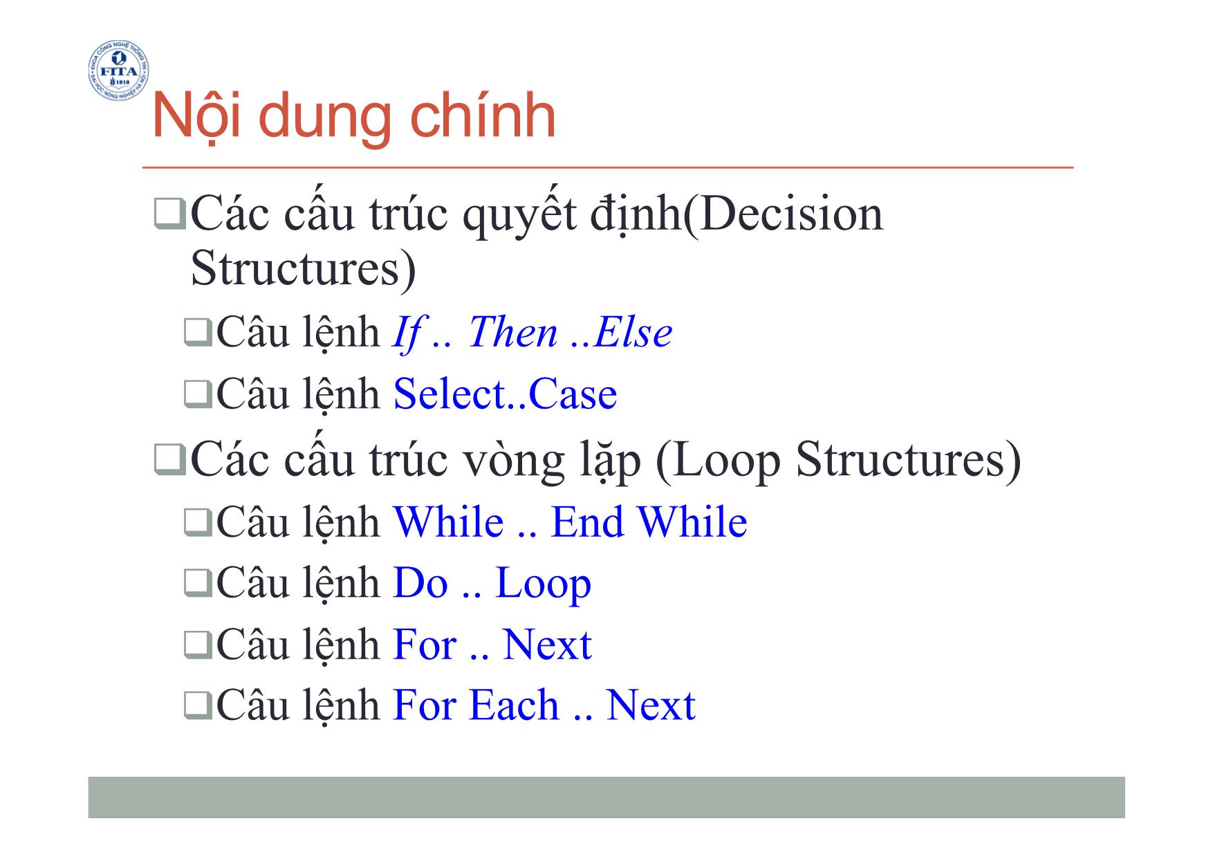 Bài giảng Microsoft.Net Platform - Chương 4: Các cấu trúc điều kiện - Phan Trọng Tiến trang 2