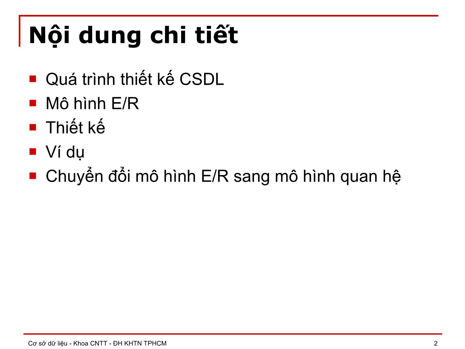 Bài giảng môn Cơ sở dữ liệu - Chương 2: Mô hình thực thể. Kết hợp trang 2