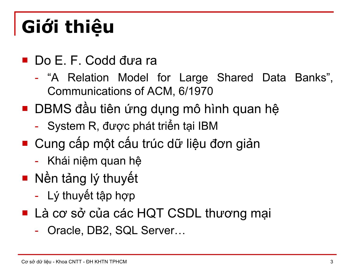 Bài giảng môn Cơ sở dữ liệu - Chương 3: Mô hình dữ liệu quan hệ trang 3