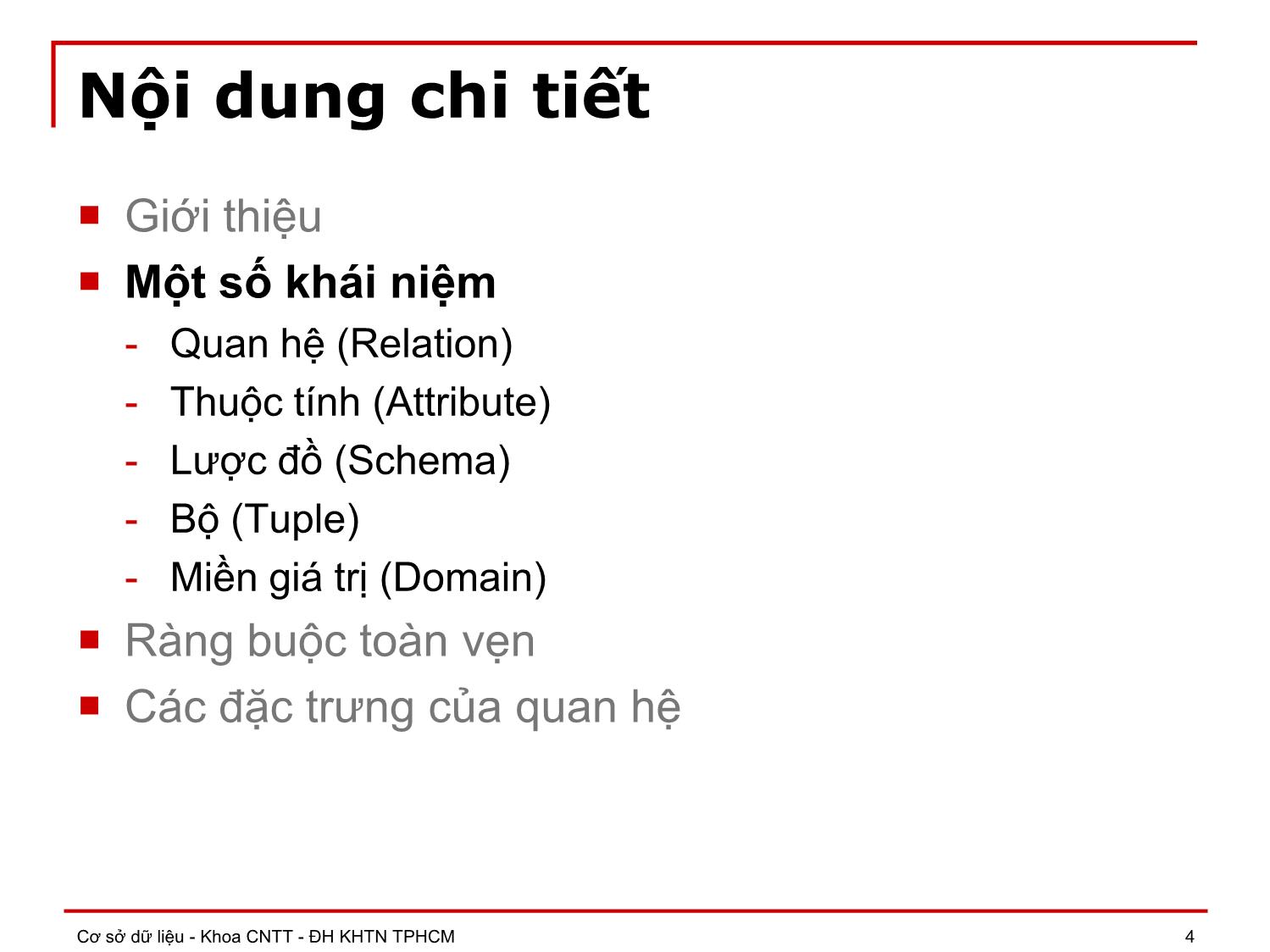 Bài giảng môn Cơ sở dữ liệu - Chương 3: Mô hình dữ liệu quan hệ trang 4