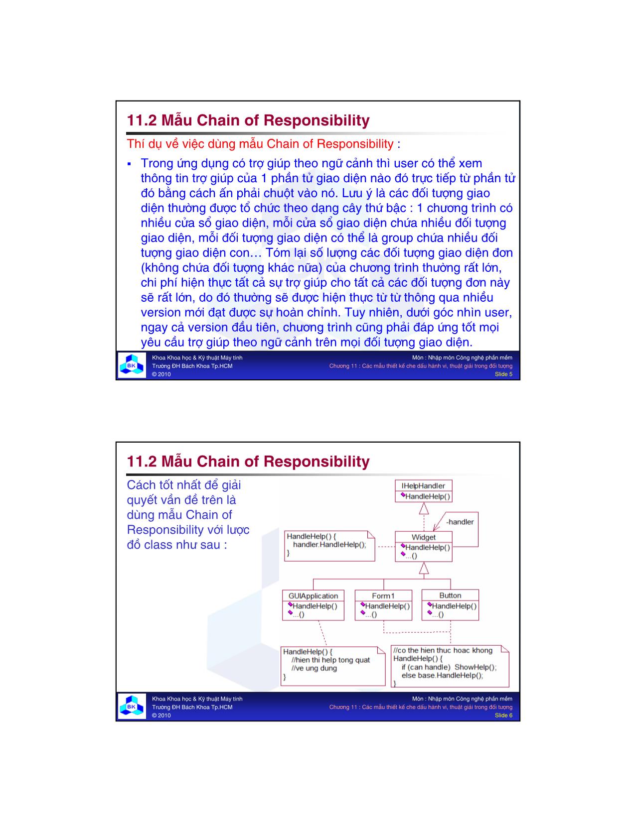 Bài giảng môn Công nghệ phần mềm - Chương 11: Các mẫu thiết kế che dấu hành vi, thuật giải trong đối tượng trang 3