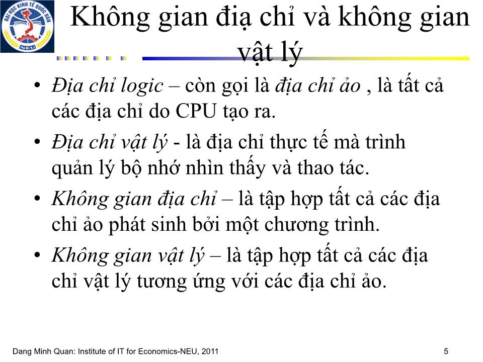 Bài giảng môn học Hệ điều hành - Chương 3: Quản lý bộ nhớ trang 4