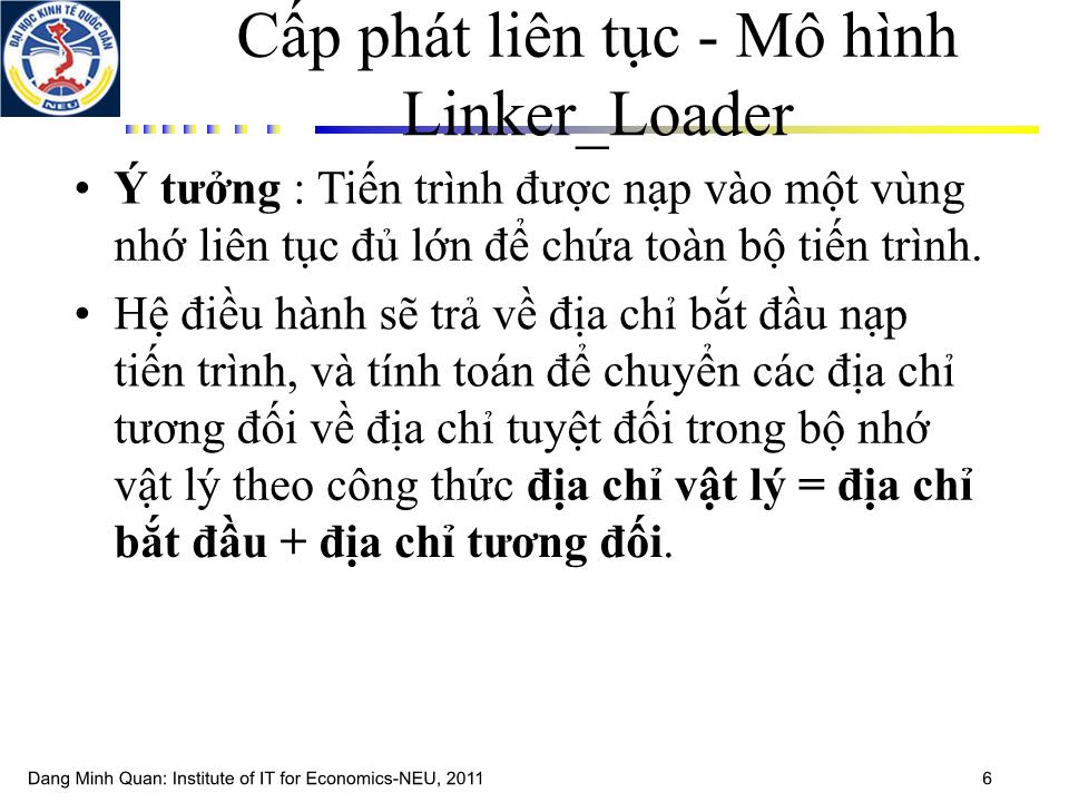 Bài giảng môn học Hệ điều hành - Chương 3: Quản lý bộ nhớ trang 5