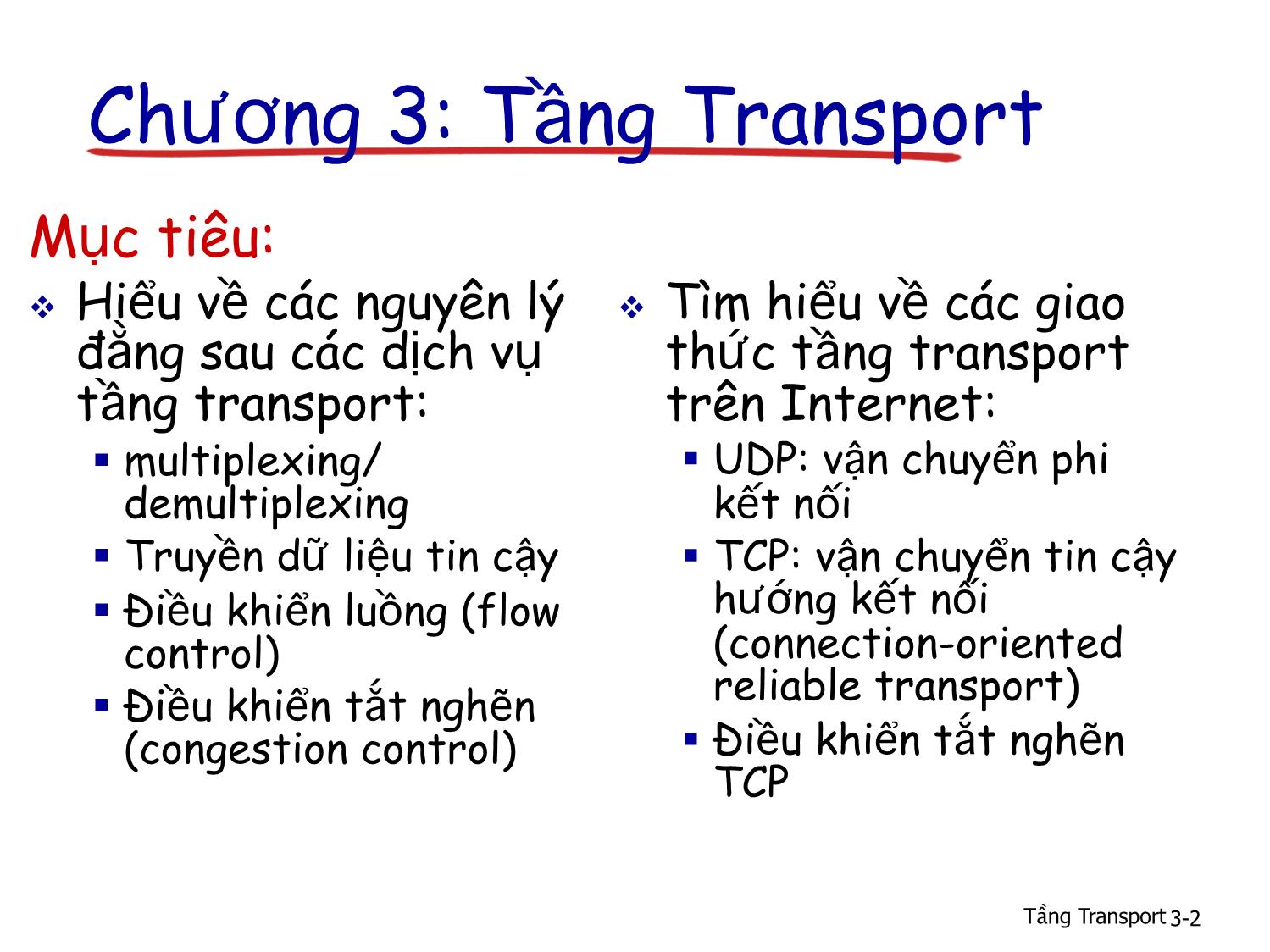 Bài giảng Nhập môn mạng máy tính - Chương 3: Tầng Transport trang 2